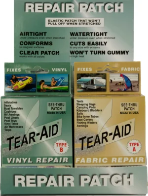 10 Kit Color Display: 5 FABRIC REPAIR / 5 VINYL REPAIR MIX